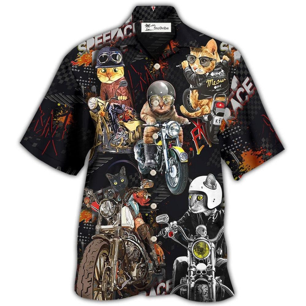 Hawaiian Shirt / Adults / S Motorcycle I Like Motocycles And Cats - Hawaiian Shirt 