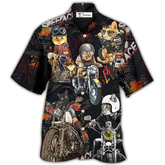 Hawaiian Shirt / Adults / S Motorcycle I Like Motocycles And Cats - Hawaiian Shirt 