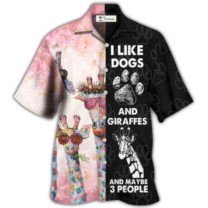 Hawaiian Shirt / Adults / S Giraffe Dog I Like Dogs And Giraffes - Hawaiian Shirt 