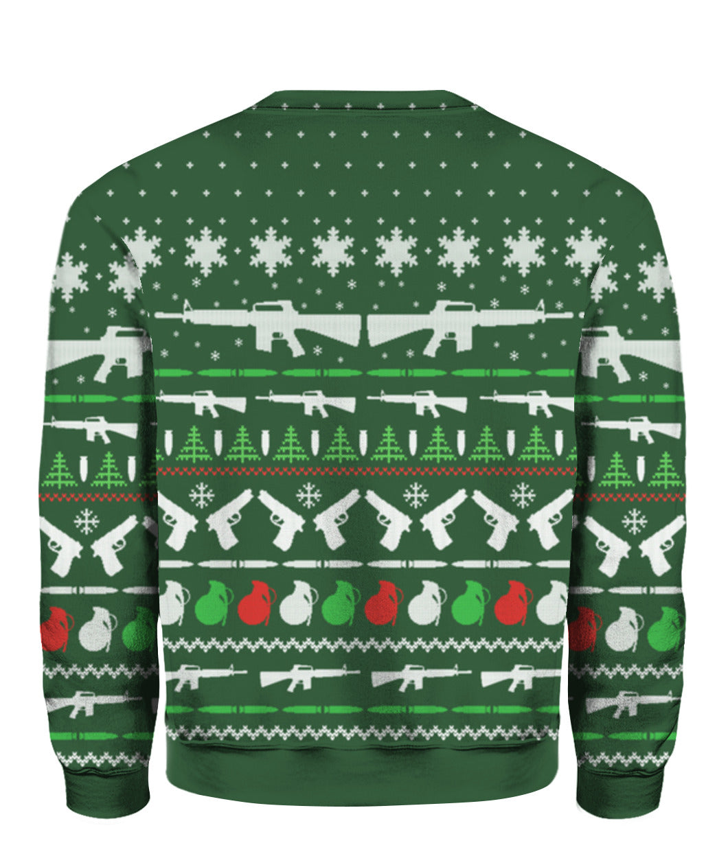 Gun Christmas Sweater Green - Funny Ugly Christmas Sweater