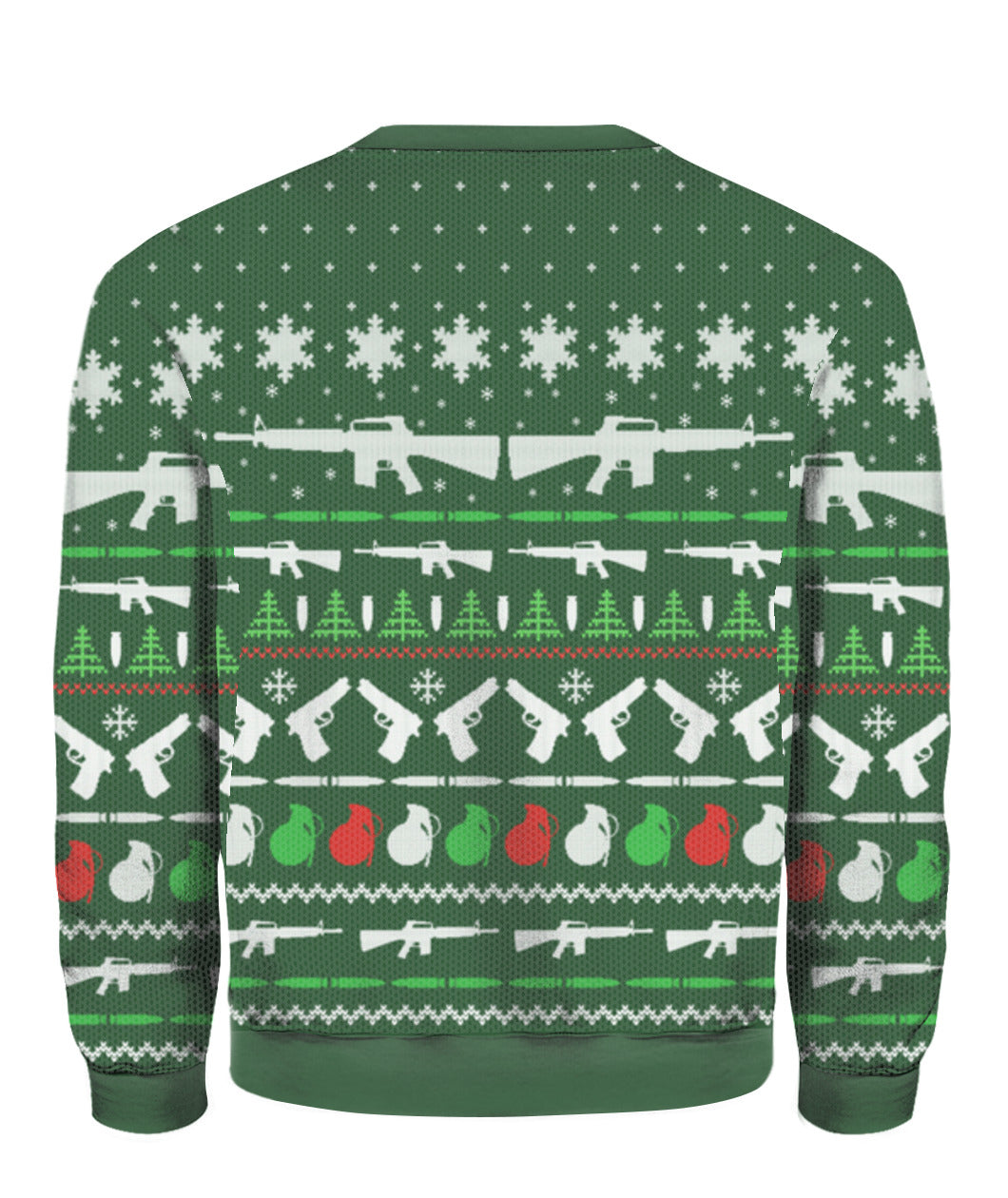 Gun Christmas Sweater Green - Funny Ugly Christmas Sweater
