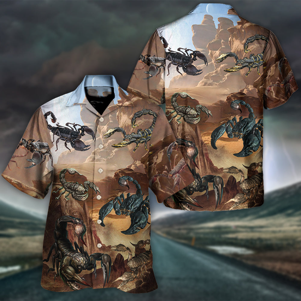 Scorpion Style With Mountain Behind - Unisex Hawaiian Shirt For Men and Women