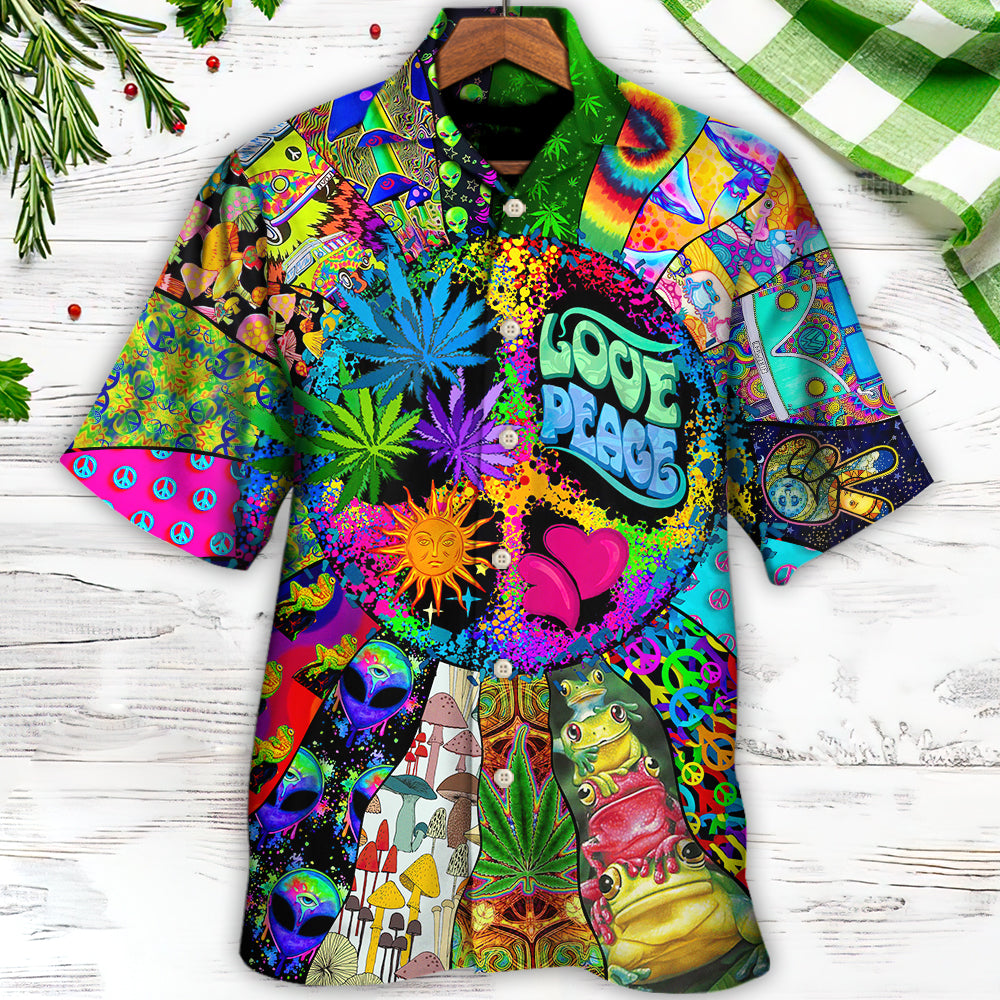 Hippie Alien Frogs Love Peace Amazing Style - Hawaiian Shirt 