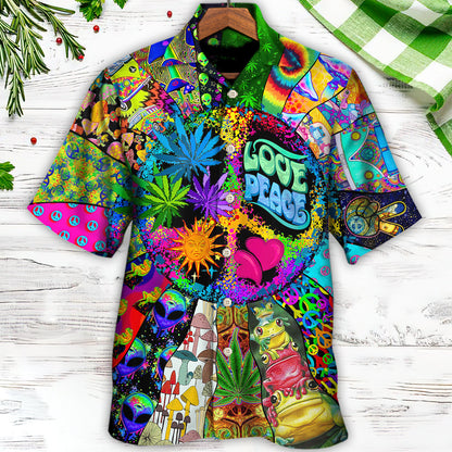 Hippie Alien Frogs Love Peace Amazing Style - Hawaiian Shirt 