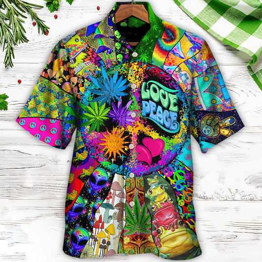 Hippie Alien Frogs Love Peace Amazing Style - Hawaiian Shirt 