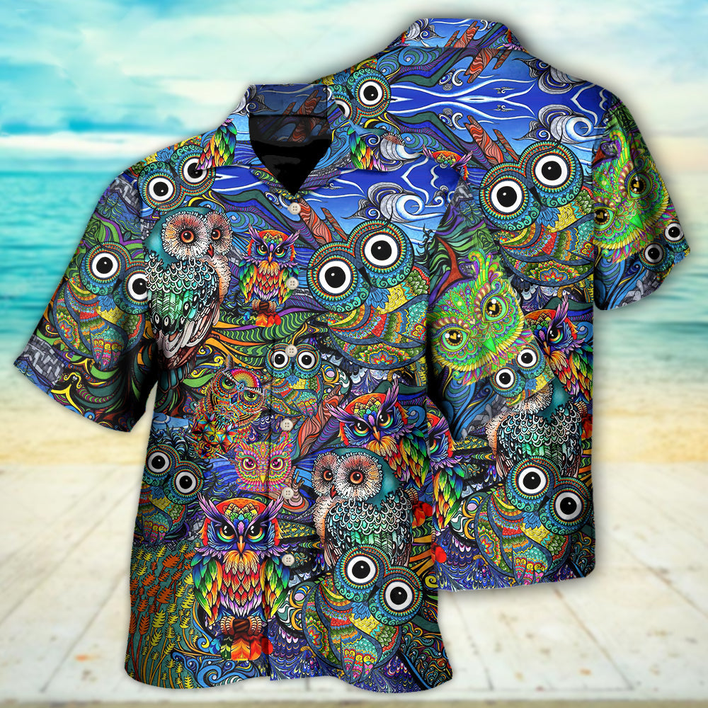 Hippie Owls Peace Life Mix Color Nice Style - Hawaiian Shirt 