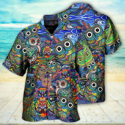 Hippie Owls Peace Life Mix Color Nice Style - Hawaiian Shirt 