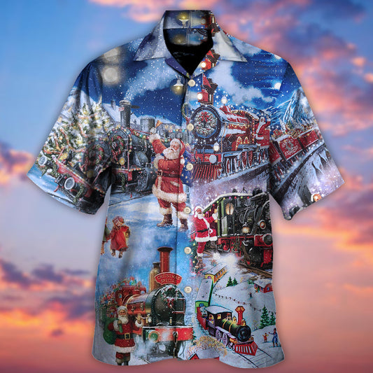 Train Christmas Santa And Train Happiness - Hawaiian Shirt 