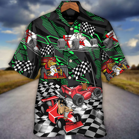 F1 Formula One Animals Racing Car Speed Lover- Hawaiian Shirt 