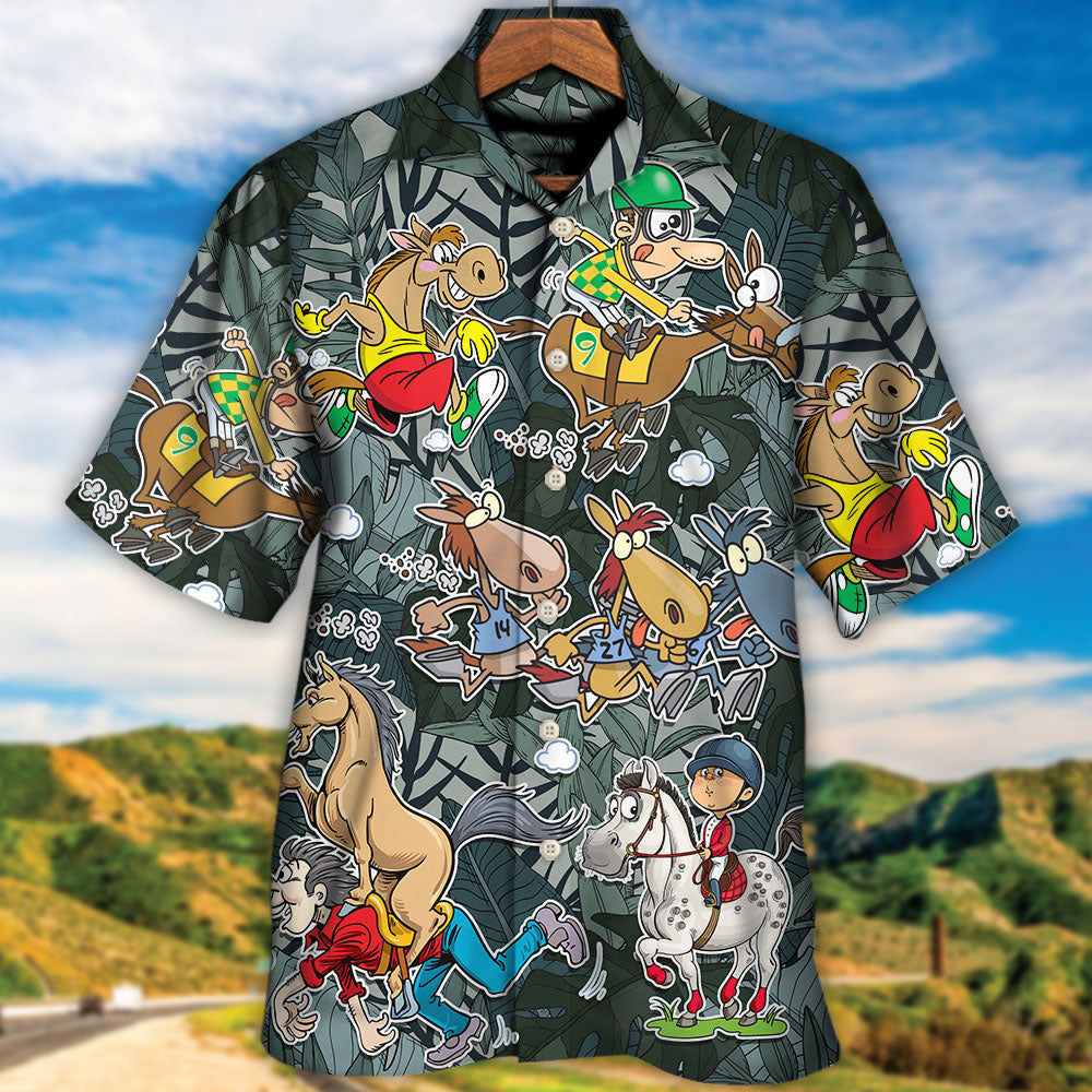 Horse Racing Funny Art - Hawaiian Shirt 