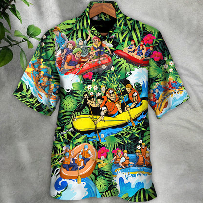 Water Rafting Lover Style Flower Tropical - Hawaiian Shirt 