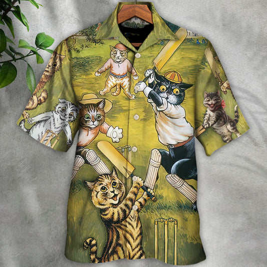 Cat Play Cricket Funny We Love Cricket - Hawaiian Shirt 