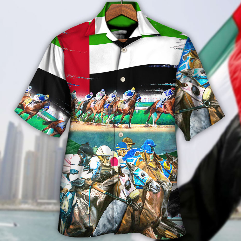 Horse UAE Flag Horse Racing Amazing Seat Lover - Hawaiian Shirt 