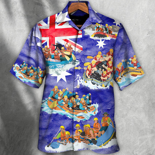 Water Rafting River Rafting Team Funny Lover Australia Flag Vintage Art Style - Hawaiian Shirt 