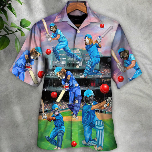 Dog Love Cricket Funny Lover Cricket And Dog - Hawaiian Shirt 