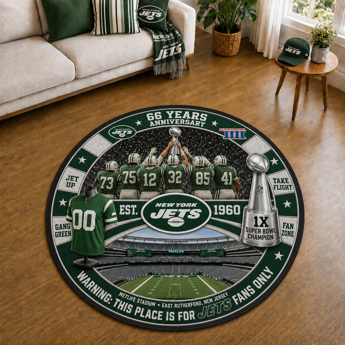 All Football Teams Custom Print Premium Round Mat Washable – Personalized Round Mat
