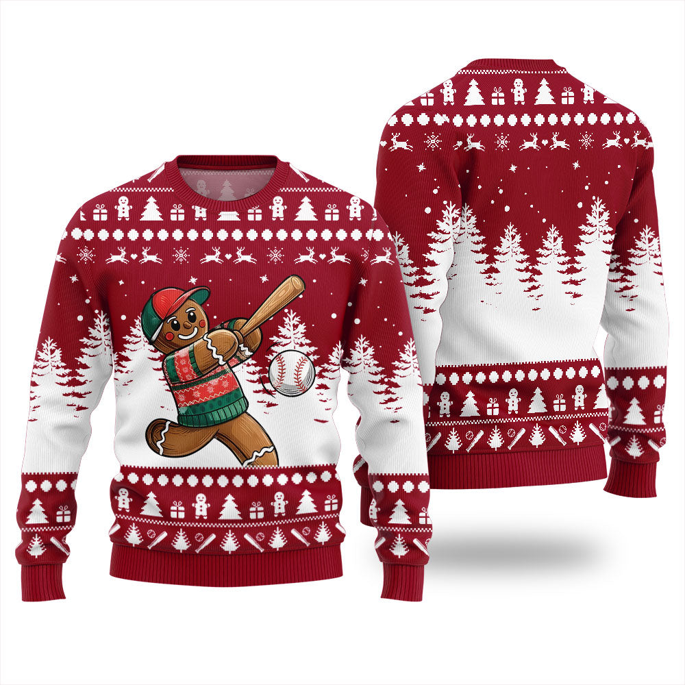 Sport Gingerbread Baseball Christmas Sweater