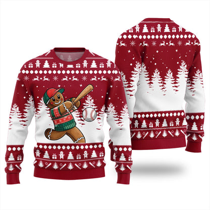 Sport Gingerbread Baseball Christmas Sweater