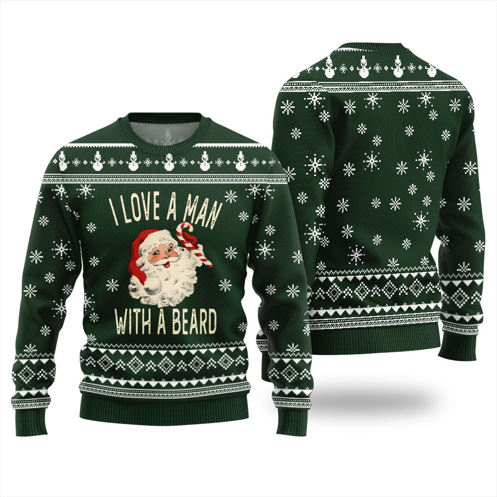 Love Man With Beard Ugly Christmas Sweater