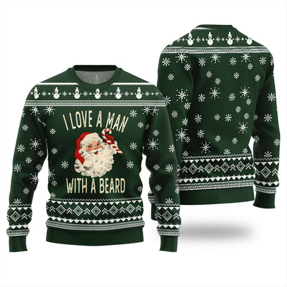 Love Man With Beard Ugly Christmas Sweater