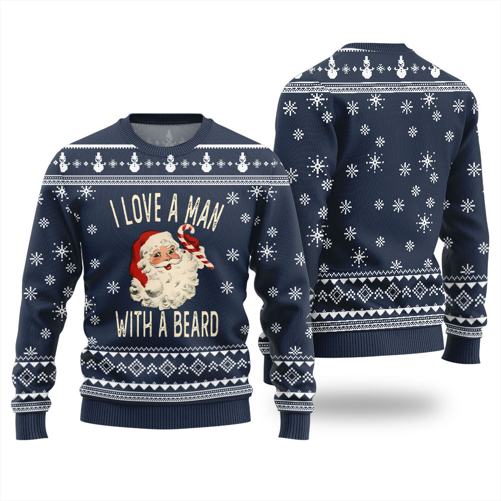 Love Man With Beard Ugly Christmas Sweater