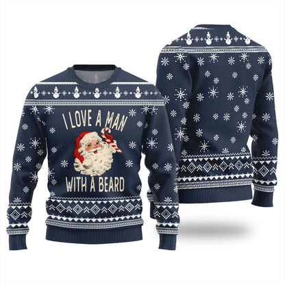 Love Man With Beard Ugly Christmas Sweater