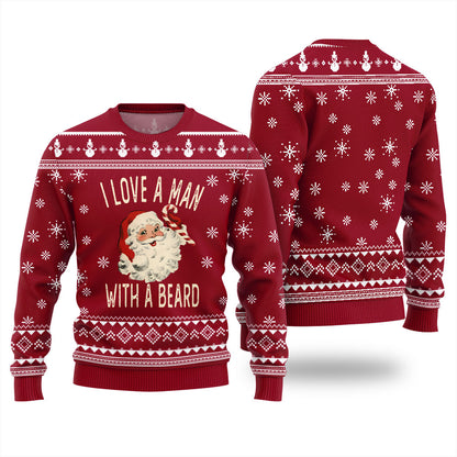 Love Man With Beard Ugly Christmas Sweater