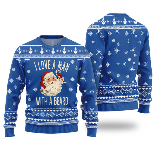 Love Man With Beard Ugly Christmas Sweater