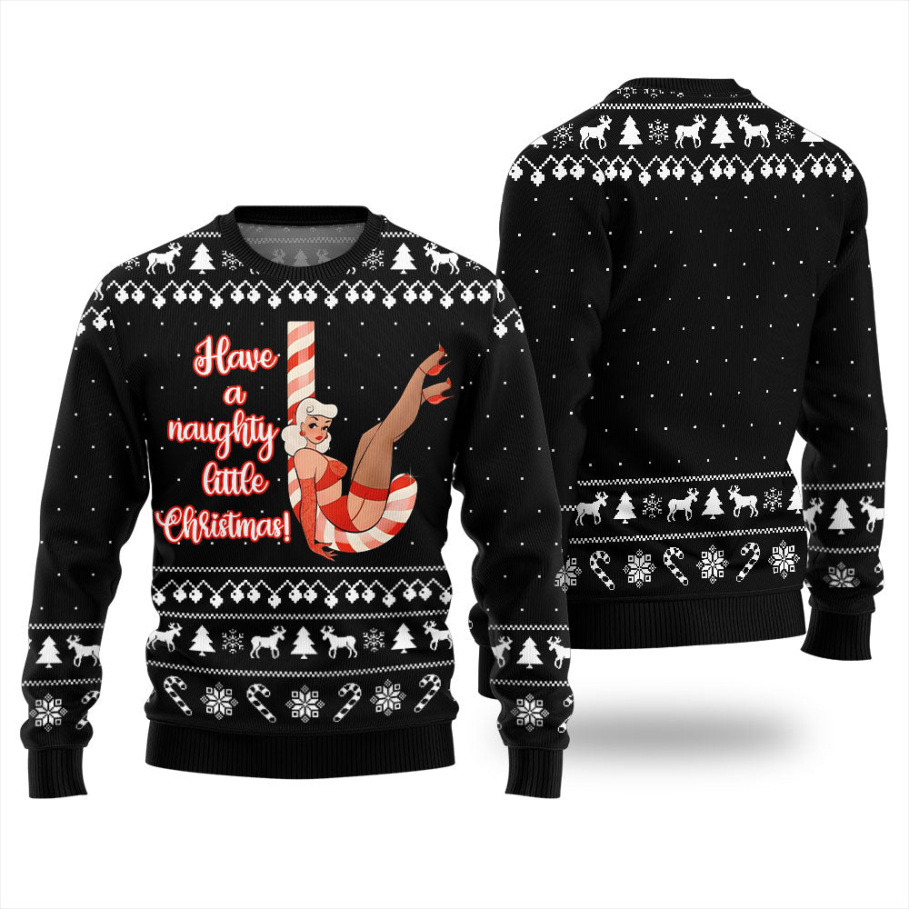 Girl Candy Cane Naughty Christmas Sweater
