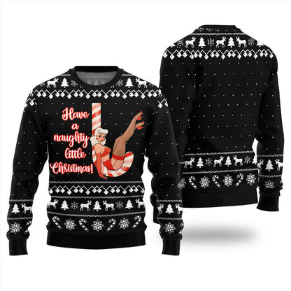 Girl Candy Cane Naughty Christmas Sweater