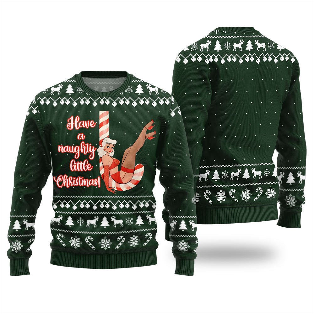 Girl Candy Cane Naughty Christmas Sweater
