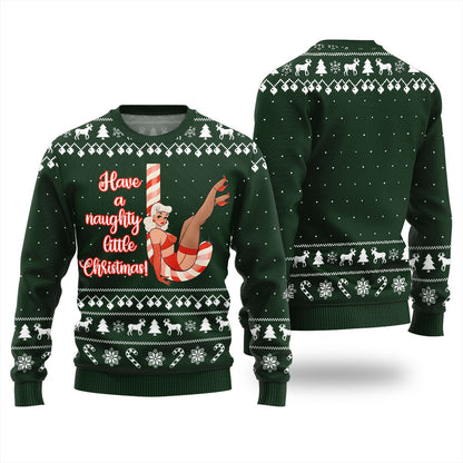Girl Candy Cane Naughty Christmas Sweater