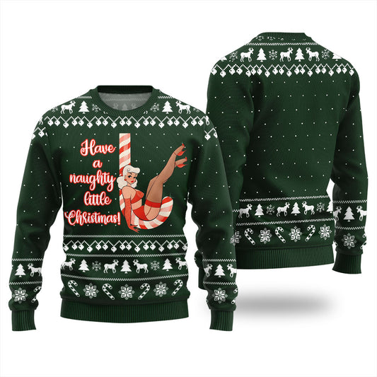 Girl Candy Cane Naughty Christmas Sweater