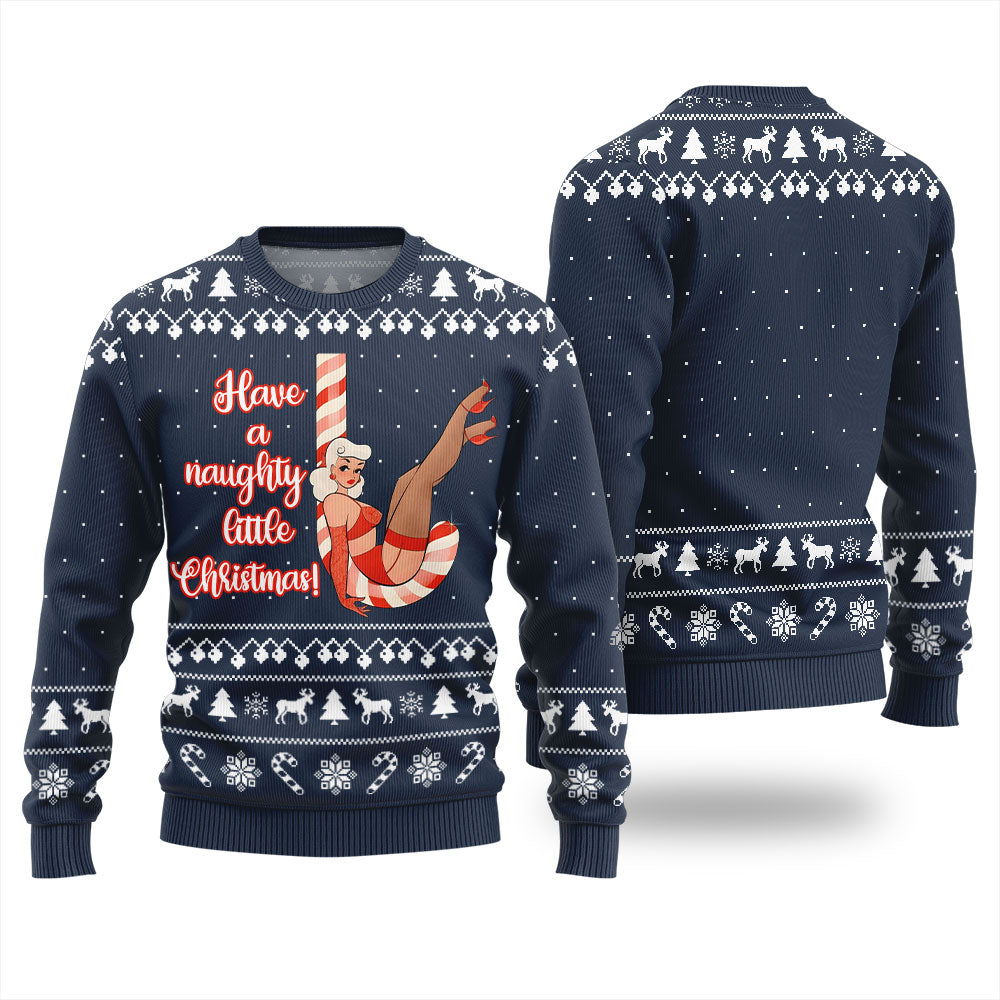 Girl Candy Cane Naughty Christmas Sweater