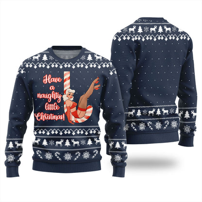 Girl Candy Cane Naughty Christmas Sweater