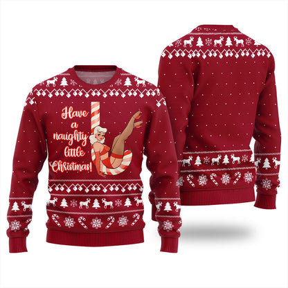 Girl Candy Cane Naughty Christmas Sweater