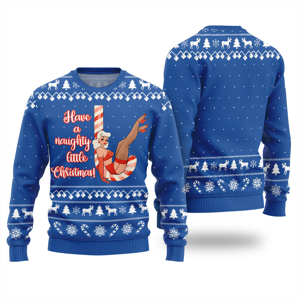 Girl Candy Cane Naughty Christmas Sweater
