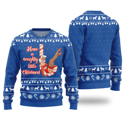 Girl Candy Cane Naughty Christmas Sweater