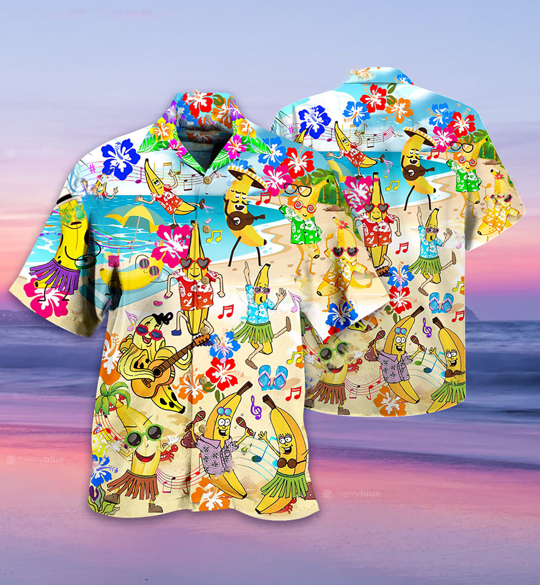 Fruit Banana Love Beach Music - Hawaiian Shirt 