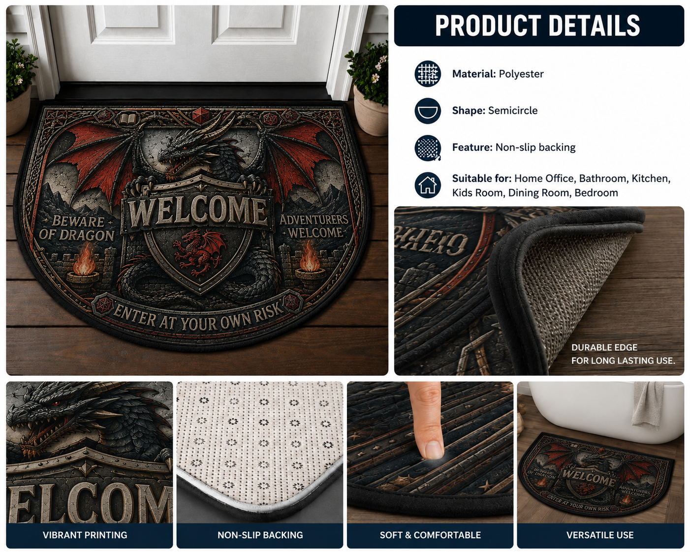 Rise From Ashes Phoenix Welcome Mat - Legendary Fire Bird Mythical Doormat - 5to9vibe