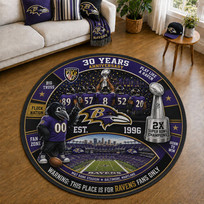 All Football Teams Custom Print Premium Round Mat Washable – Personalized Round Mat