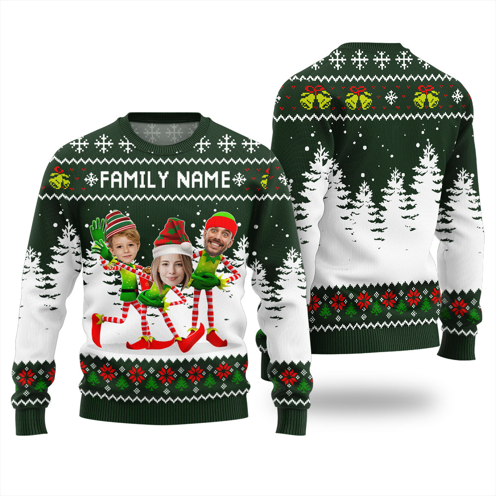 Family Custom Face And Text Funny Christmas Sweater