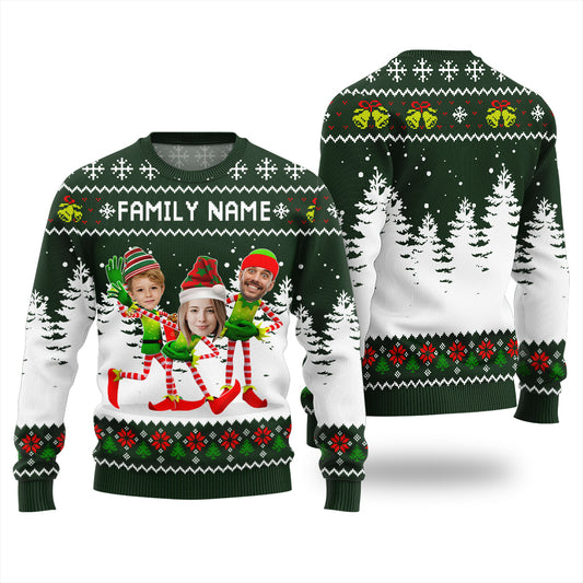 Family Custom Face And Text Funny Christmas Sweater