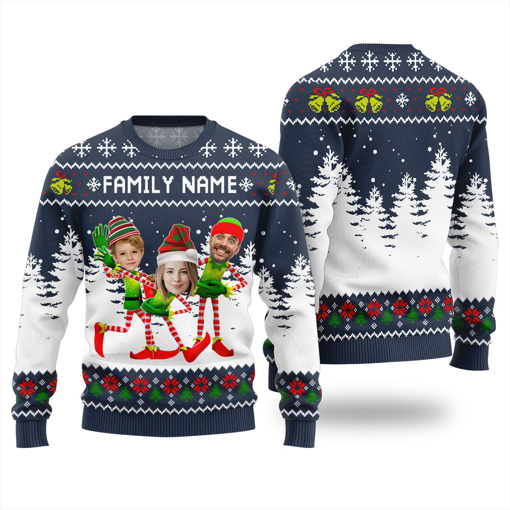 Family Custom Face And Text Funny Christmas Sweater