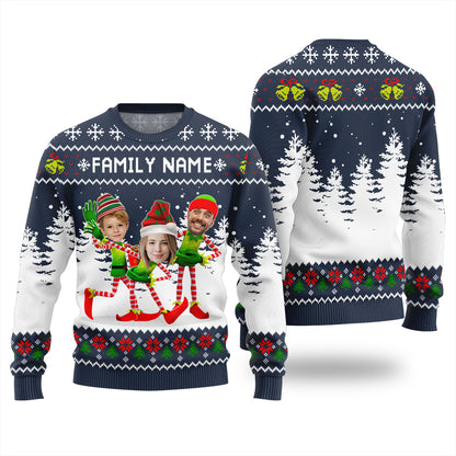 Family Custom Face And Text Funny Christmas Sweater