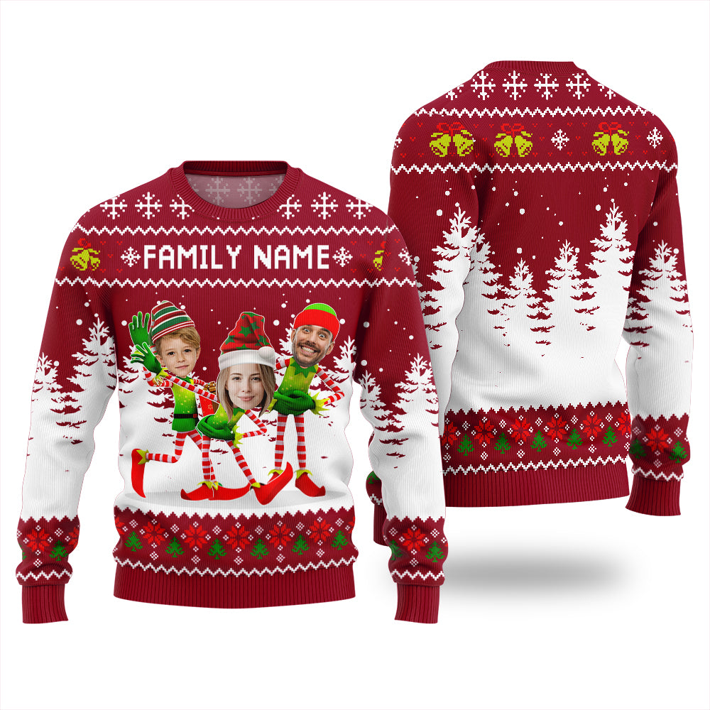 Family Custom Face And Text Funny Christmas Sweater
