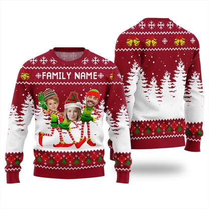 Family Custom Face And Text Funny Christmas Sweater