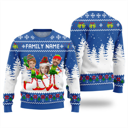 Family Custom Face And Text Funny Christmas Sweater