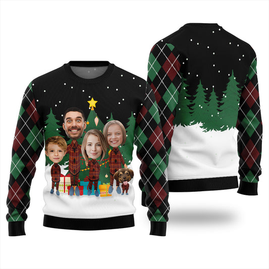 Custom Family Face Funny Christmas Sweater