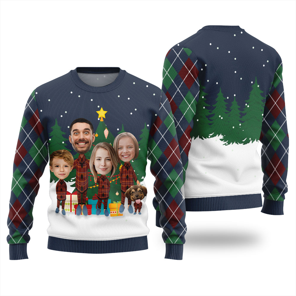 Custom Family Face Funny Christmas Sweater
